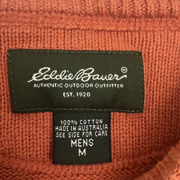 EDDIE BAUER Sweater Crewneck Orange Mens Size M - Picture 2 of 3